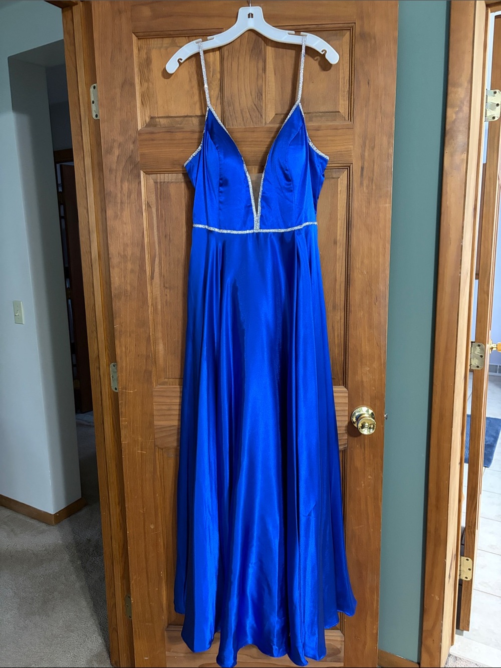 Elegant Royal Blue Prom/ Ball Dress with Rhinestone Trim
